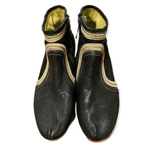 Angeli Inquieti Black Leather and Canvas Boots